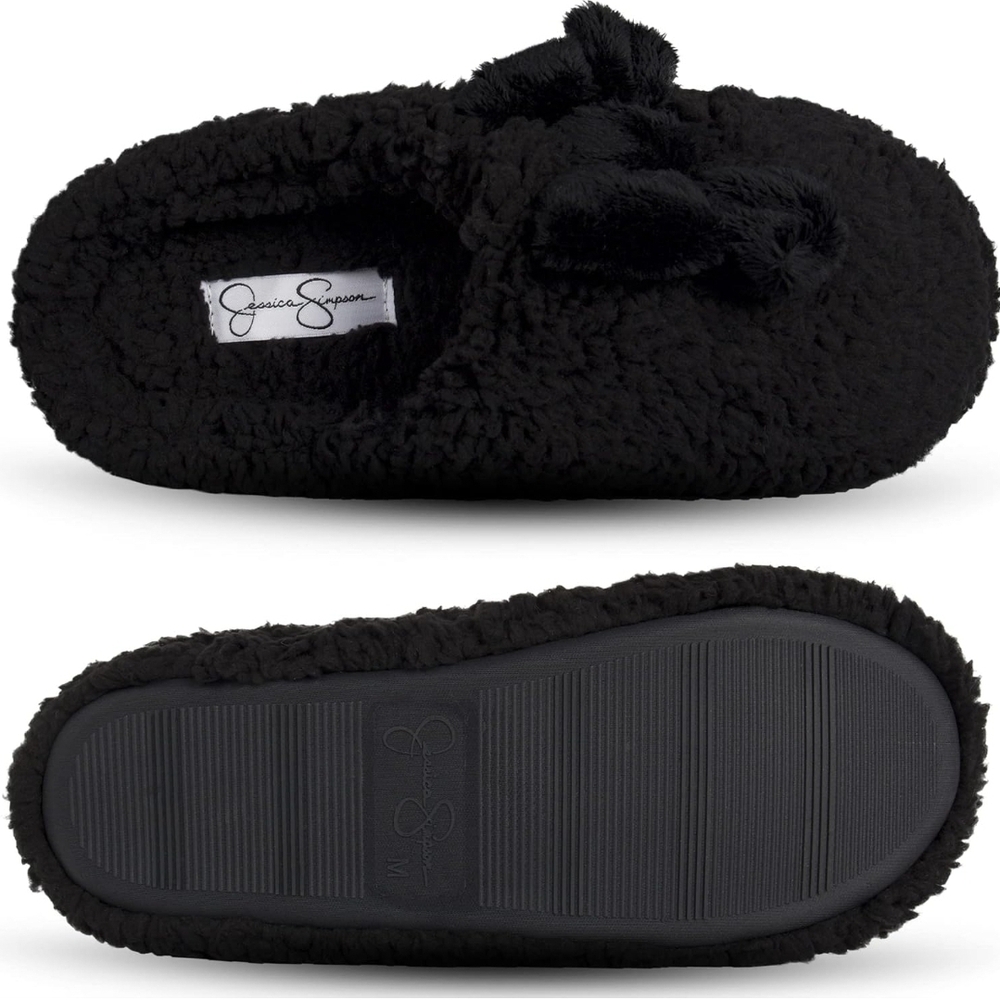 Jessica Simpson Black Fuzzy Slippers